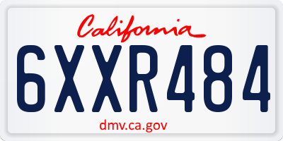 CA license plate 6XXR484