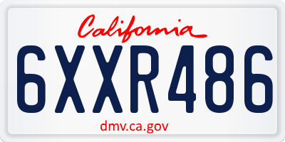 CA license plate 6XXR486
