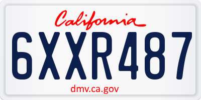 CA license plate 6XXR487