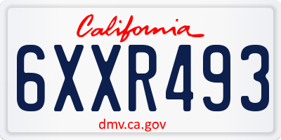 CA license plate 6XXR493