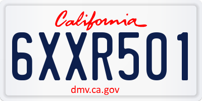 CA license plate 6XXR501