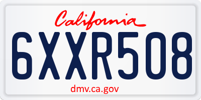 CA license plate 6XXR508