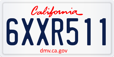 CA license plate 6XXR511