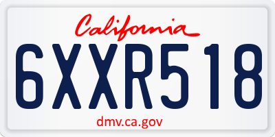 CA license plate 6XXR518