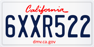 CA license plate 6XXR522