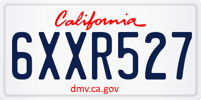 CA license plate 6XXR527