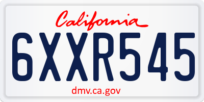 CA license plate 6XXR545