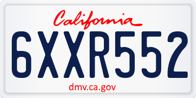 CA license plate 6XXR552