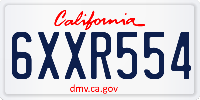CA license plate 6XXR554