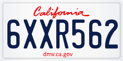 CA license plate 6XXR562