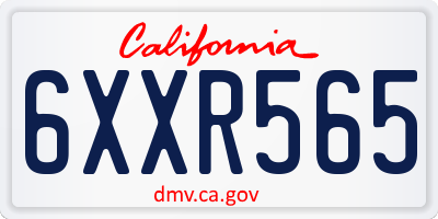 CA license plate 6XXR565