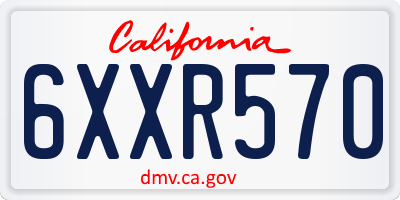 CA license plate 6XXR570
