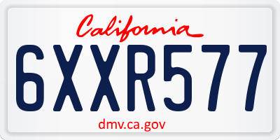 CA license plate 6XXR577