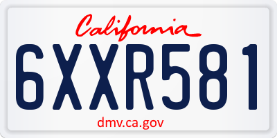 CA license plate 6XXR581