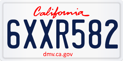 CA license plate 6XXR582