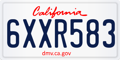 CA license plate 6XXR583