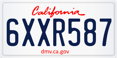 CA license plate 6XXR587