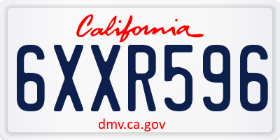 CA license plate 6XXR596