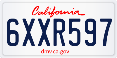 CA license plate 6XXR597