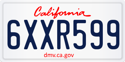 CA license plate 6XXR599