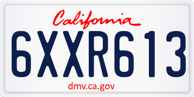 CA license plate 6XXR613