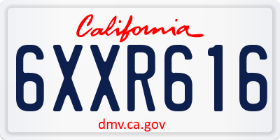 CA license plate 6XXR616