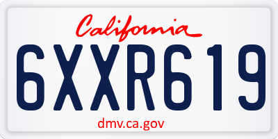 CA license plate 6XXR619