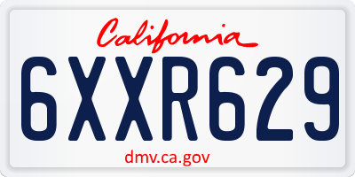 CA license plate 6XXR629