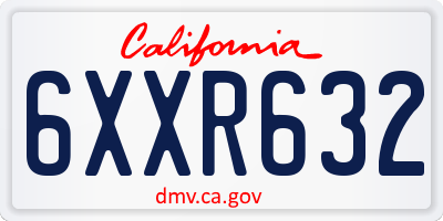 CA license plate 6XXR632