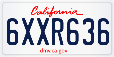 CA license plate 6XXR636