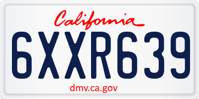 CA license plate 6XXR639