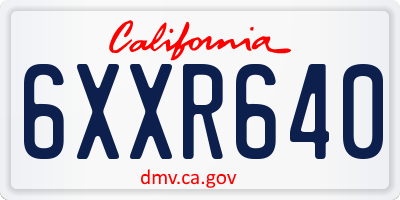 CA license plate 6XXR640