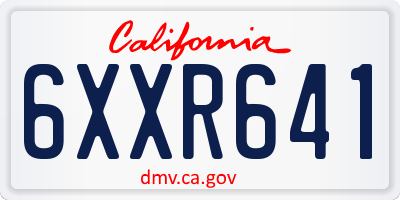 CA license plate 6XXR641