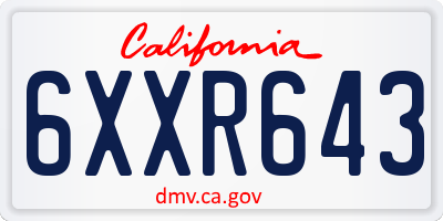 CA license plate 6XXR643