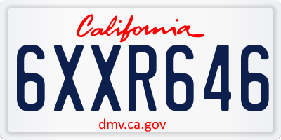 CA license plate 6XXR646
