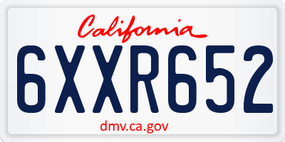 CA license plate 6XXR652
