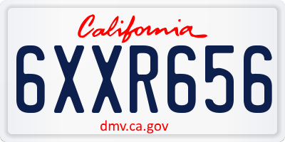 CA license plate 6XXR656