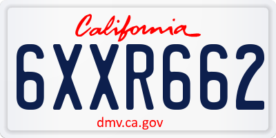 CA license plate 6XXR662