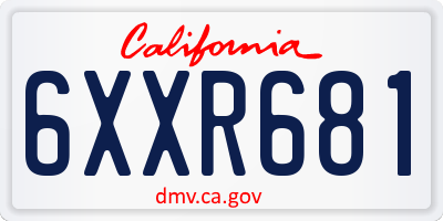 CA license plate 6XXR681
