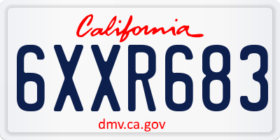 CA license plate 6XXR683