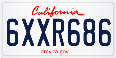 CA license plate 6XXR686