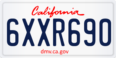 CA license plate 6XXR690