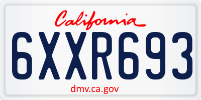 CA license plate 6XXR693