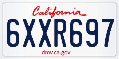 CA license plate 6XXR697