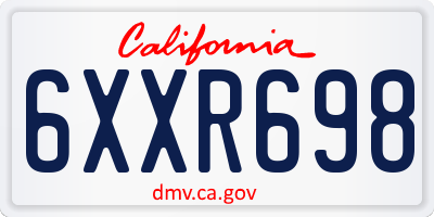 CA license plate 6XXR698