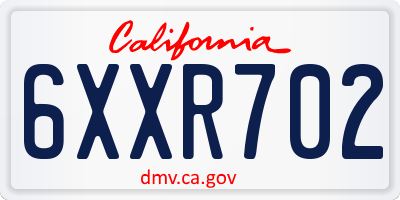CA license plate 6XXR702