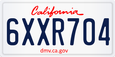 CA license plate 6XXR704