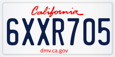 CA license plate 6XXR705