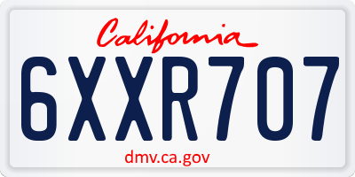 CA license plate 6XXR707