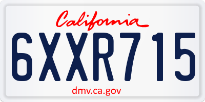 CA license plate 6XXR715